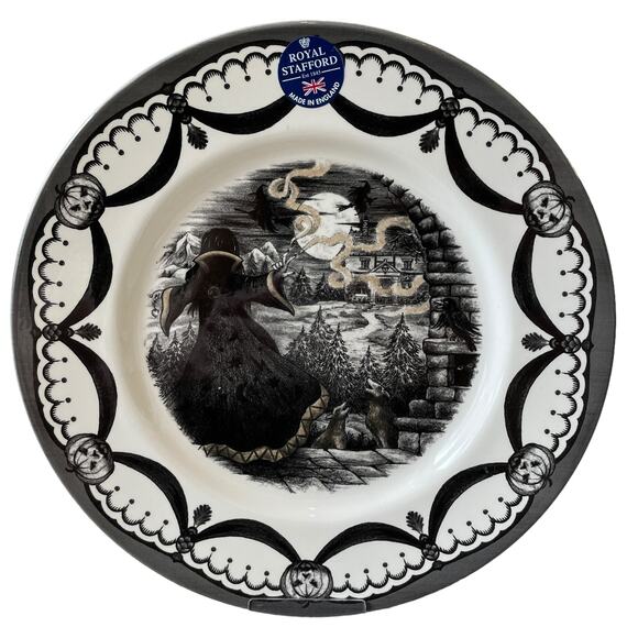 Royal Stafford Halloween Wicked Witch Salad Plates 8.5in Porcelain Set of 4 New - Picture 2 of 13